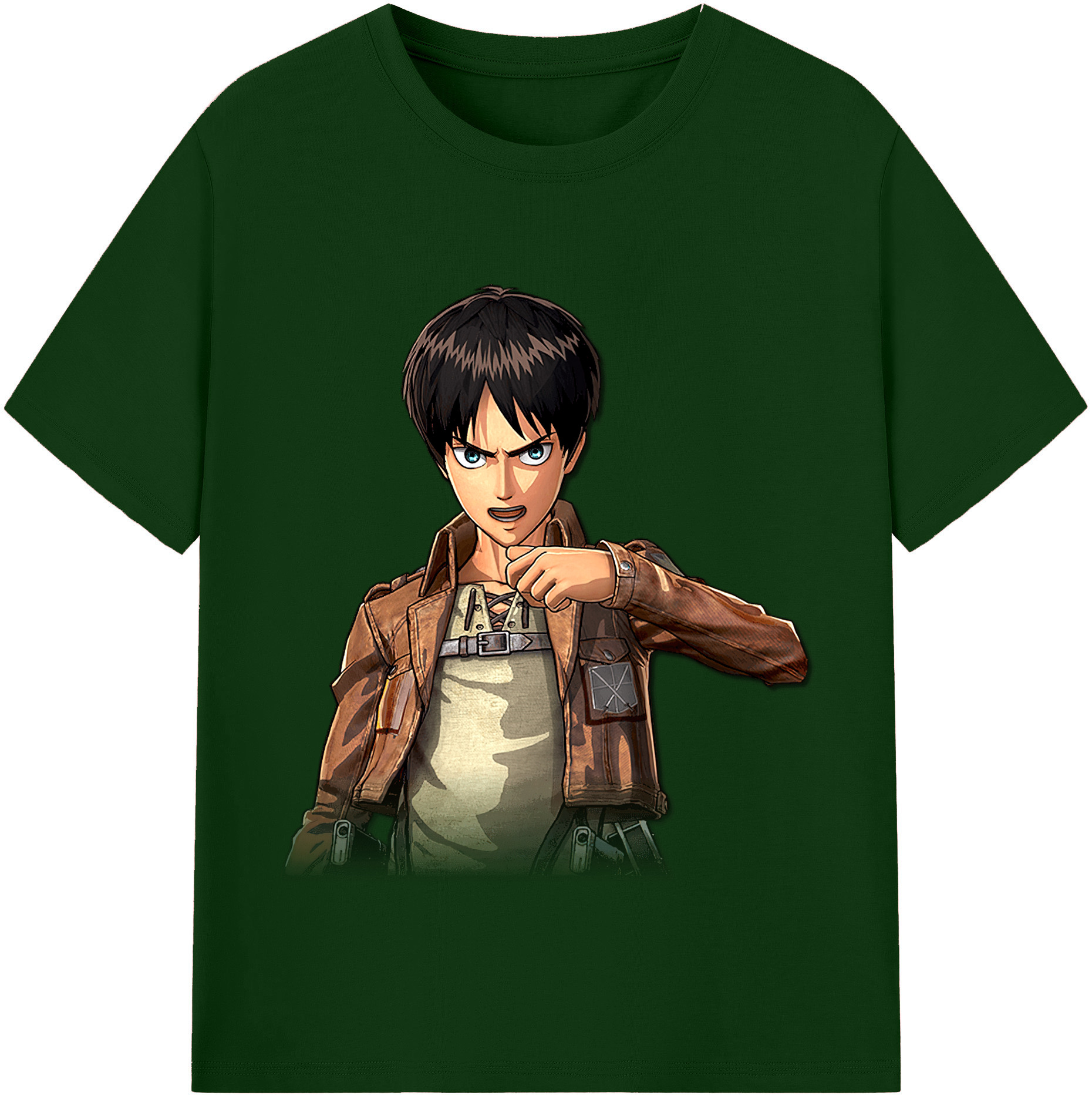 （画像用） 進撃の巨人 エレン･イェーガー Attack on Titan Eren Jäger 綿100％半袖Tシャツ（フロントプリント）